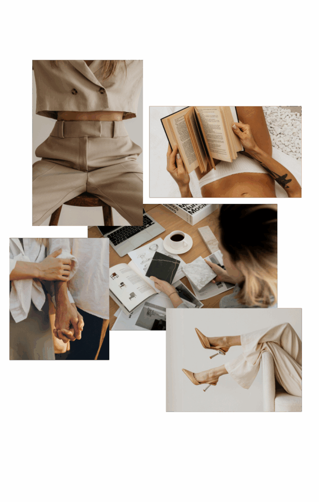 collage aus mehreren Bildern in braun und beige Tönen